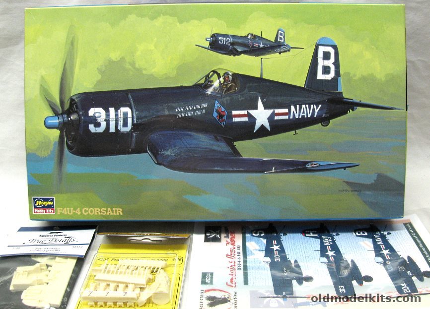 Hasegawa 1/48 Vought F4U-4 Corsair + True Details Cockpit / CMK Engine / Eagle Strike Decals - Factory Decals US Navy VF-193 Ghostriders or VMF 323 (USMC) Deathrattlers (F4U4), JT25 plastic model kit